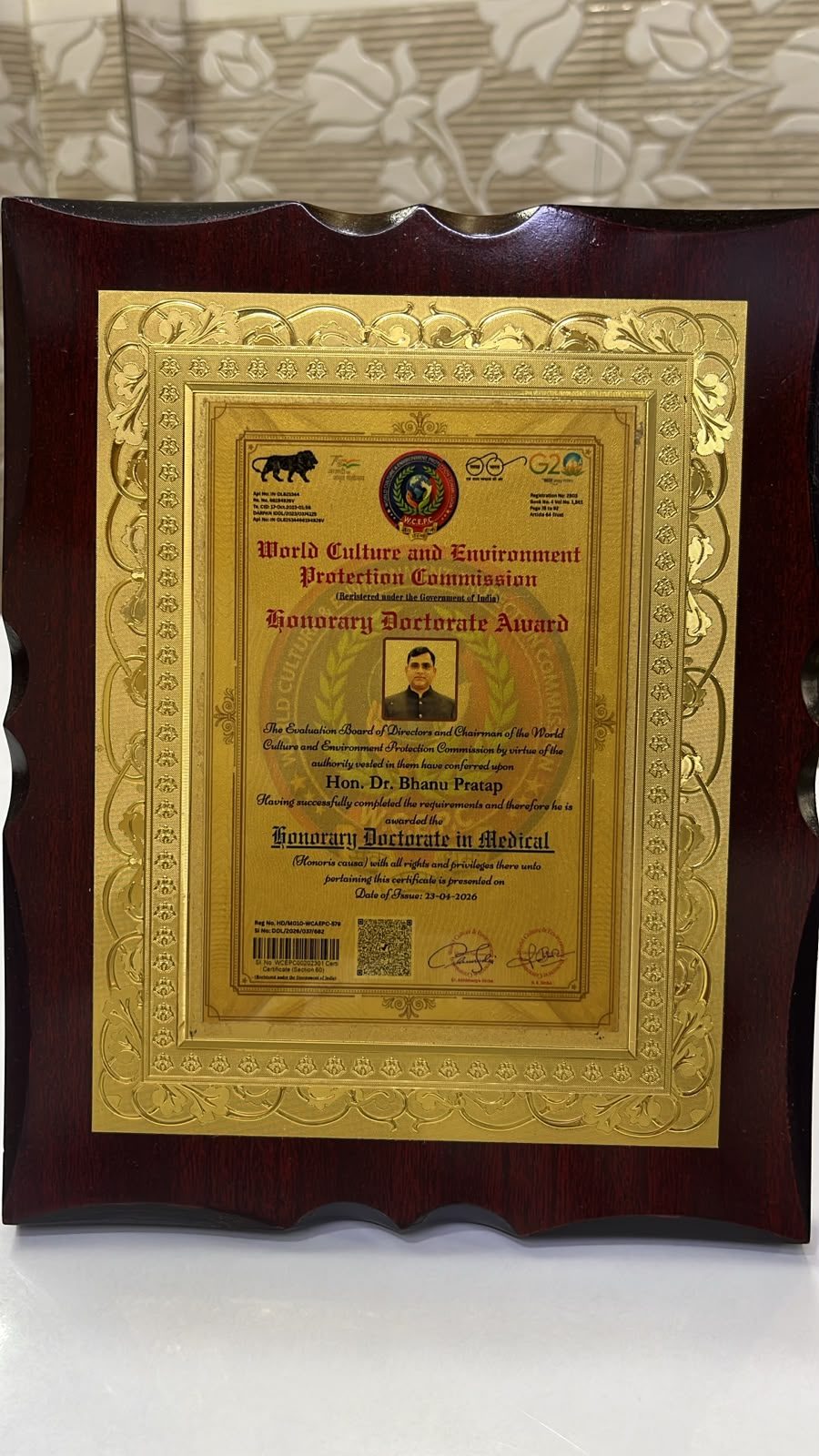 Blood Donor & Environment Protection award